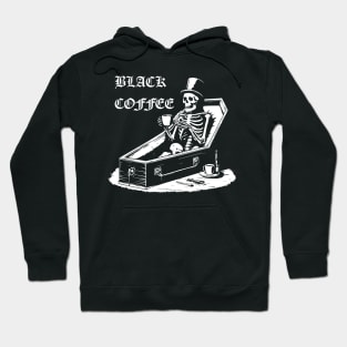 skeleton drinking Black Coffee design Hoodie